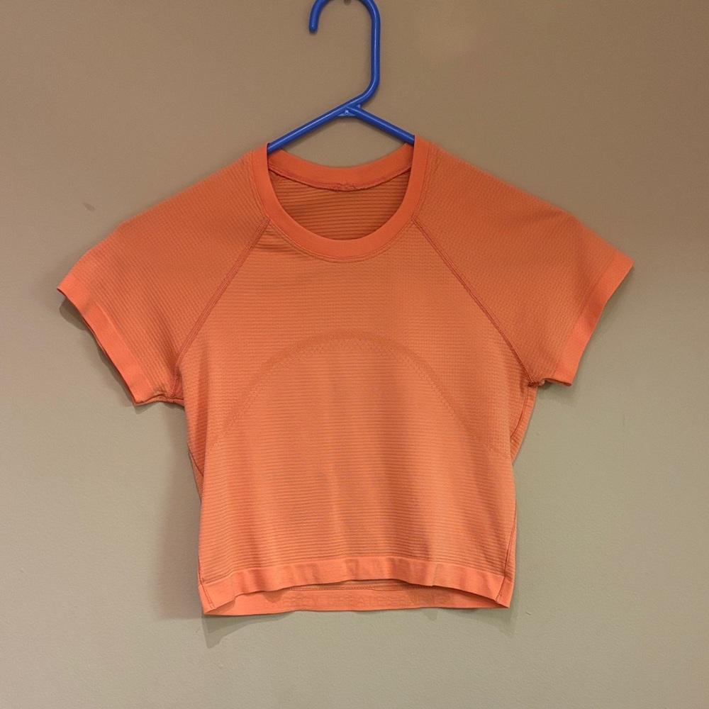 lululemon athletica Orange Short-Sleeve Crop Top